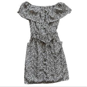 Honey and Rosie Animal Print Off the Shoulder Dress Womens‎ Small